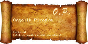 Orgonik Piroska névjegykártya